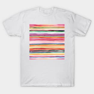 Colorful horizontal watercolor striped pattern T-Shirt